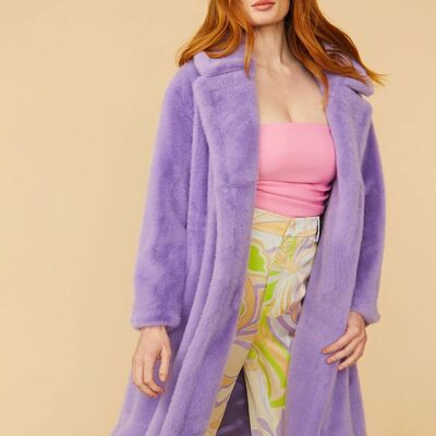 Purple Faux Fur Duchess Midi Coat