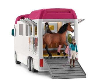 schleich 42619 - HORSE CLUB - Camping-Car Équestre pour chevaux schleich, Van avec 227 éléments inclus dont 3 chevaux, figurines animaux pour enfants de 5 ans et plus 5