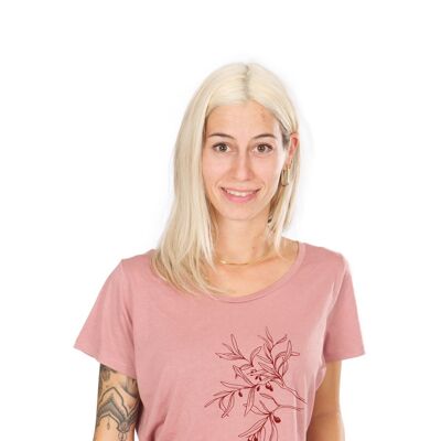 Ecovero Chemise Femme Vieux Rose Branche D'Olivier