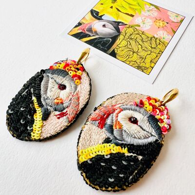 Earrings embroidery 'You are Tropical Chic' 0163