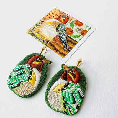 Earrings embroidery 'You are like the sun' 0164