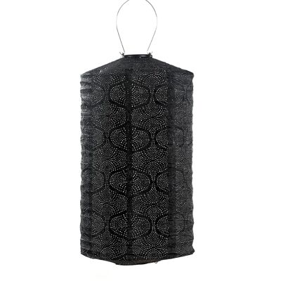 Lanterne LED Durable Décoration de Jardin Tigres Cylindrique - 28 cm - Noir