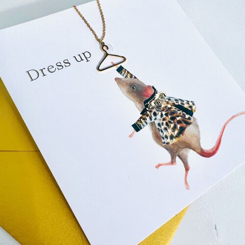 Necklace golden clothes hanger 'Dress up'. 0158