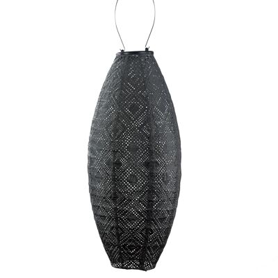 Lanterne LED Durable Décoration de Jardin Mosaïque Longue Ovale - 20 cm - Gris Foncé