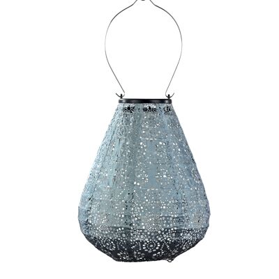 Lanterna a LED sostenibile Decorazione da giardino Fiore Tulipano - 20 cm - Grigio Blu