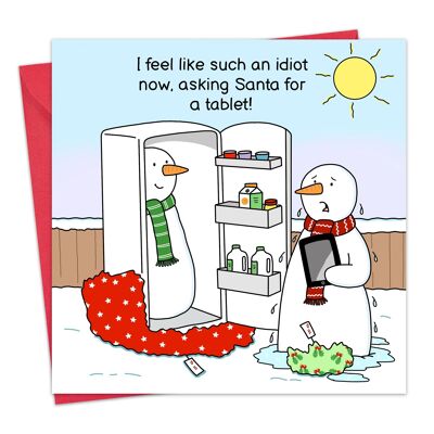 Tarjeta de Navidad divertida del muñeco de nieve derritiéndose