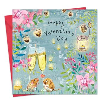Jolie carte de Saint-Valentin avec des souris au champagne 1