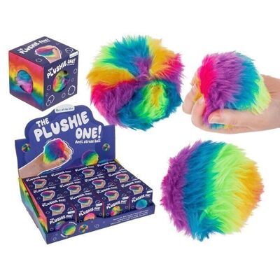 Palla di peluche da spremere, arcobaleno, 7,5 cm,