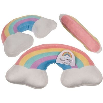 plush rainbow pillow, pastel,