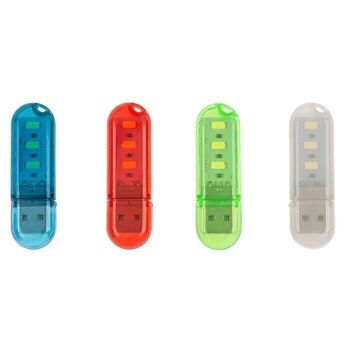 Lampe USB 3 LED, 6 cm, assorties en 4 couleurs, 5