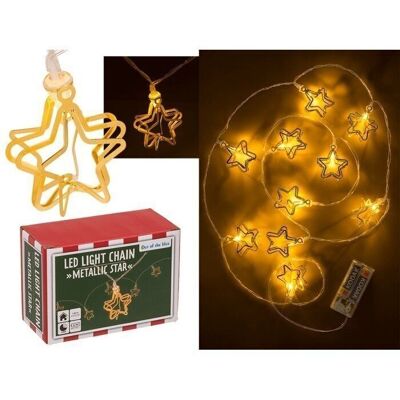 Guirlande lumineuse LED 3D, étoiles métalliques,