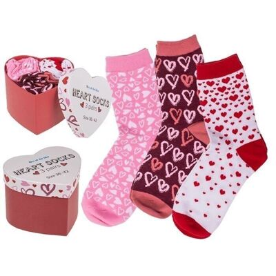 Set of 3 women's socks, hearts, size. 36 - 42,