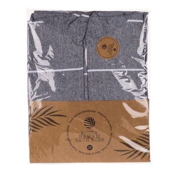 Peignoir hammam fouta gris/blanc,2 5