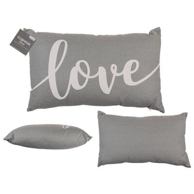 Gray decorative cushion, Love,