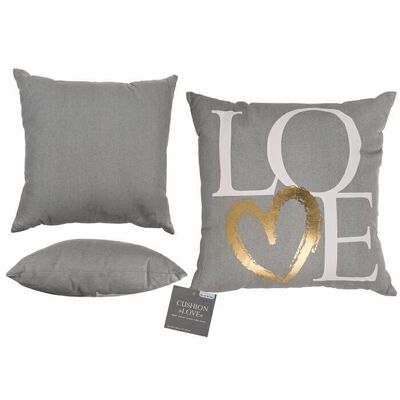Gray decorative cushion, Love,2