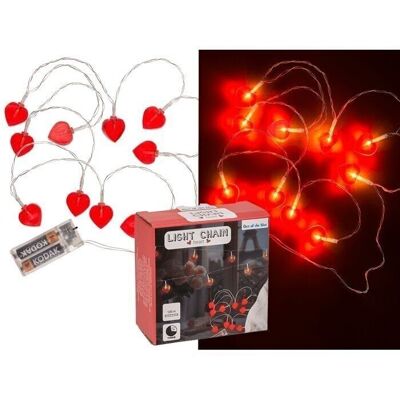 Corazón de cadena de luces con 10 LED, temporizador de 6/18 horas,