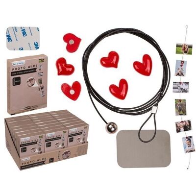 Metal photo wire with 6 magnets, heart,