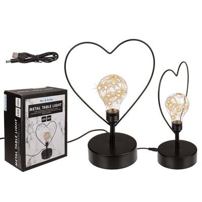 metal table lamp, heart,