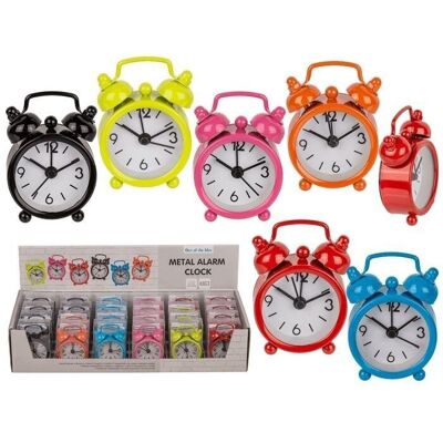 Metal alarm clock, colors (incl. battery)