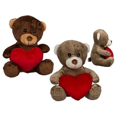 Plush bear with red heart, approx. 18cm,