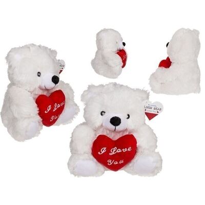 Plush bear with red heart, I love you, approx. 22 cm