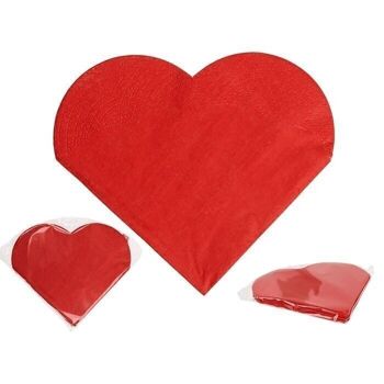 Serviettes en papier rouges en forme de coeur 1