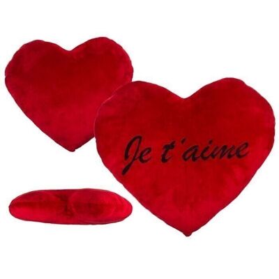 Corazón de peluche jumbo rojo, Je t'aime, 60 cm aprox.