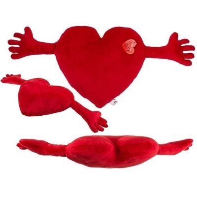 Coeur en peluche rouge avec bras, environ 70 cm