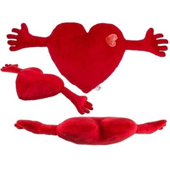 Coeur en peluche rouge avec bras, environ 70 cm 1