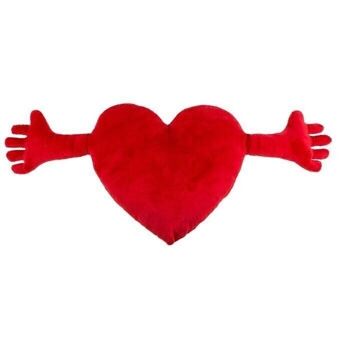 Coeur en peluche rouge avec bras, environ 70 cm 2