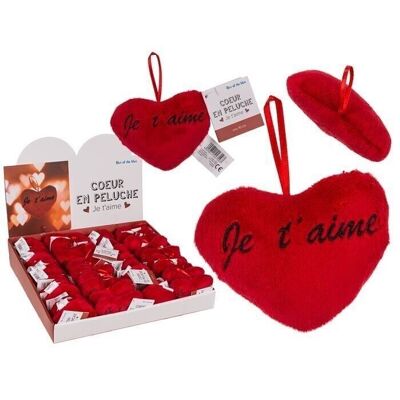 Red plush heart, Je t'aime, approx. 10 centimeters,