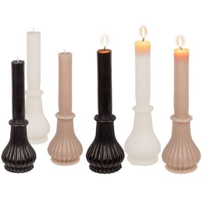 Stick candle with wax base, classic chic,