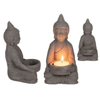 Tea light holder, Buddha, approx. 8 x 15.5 cm,