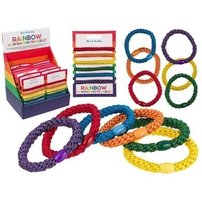 Textile hair band/bracelet, Rainbow colours, Pride,