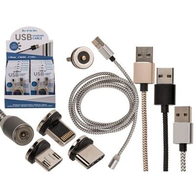 USB cable with 3 magnetic attachments,