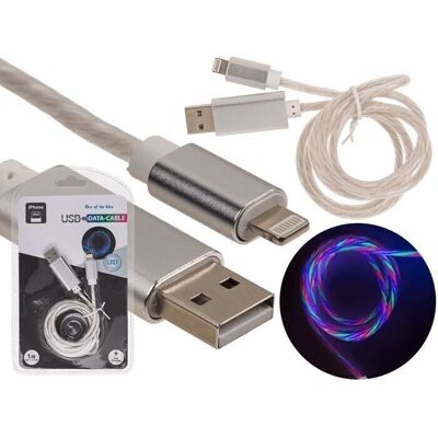 Cable de carga rápida USB para iPhone, con LED,