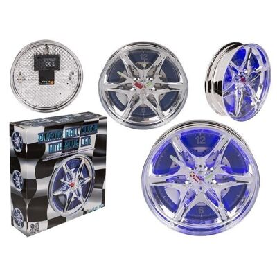 Reloj de pared, borde, con LED azul, dia: 27 cm aprox.,