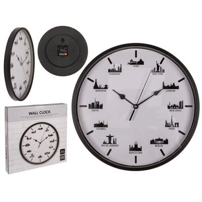 Horloge murale, horizons, 30 x 30 x 3,8 cm,