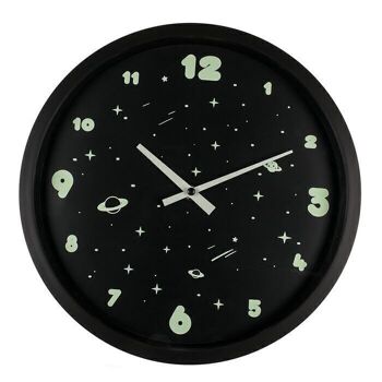 Horloge murale, Espace, brille dans le noir, 2