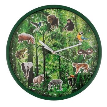 Horloge murale, bruits d'animaux, 30 x 30 x 4,2 cm, 2