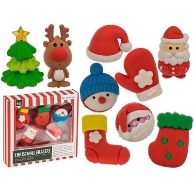 Christmas erasers, collectibles, set of 5,