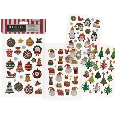 Set d'autocollants souples de Noël, format de la feuille 14 x 25 cm