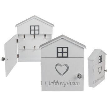 Boîte à clés en bois blanc, maison préférée, 1