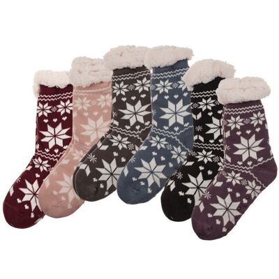 Chaussettes Cabine Femme, Grande Fleur de Glace,