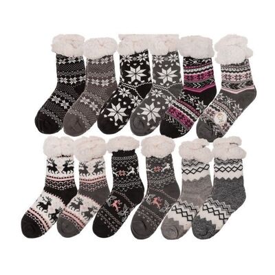 Women's cabin socks, black & grey,