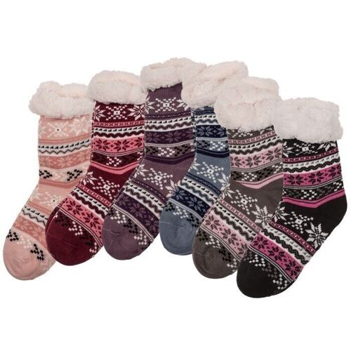 Damen-Hüttensocken, Ice Flower & Stripes,