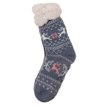 Chaussettes cabine femme, Renne & Fleur de glace,1 4