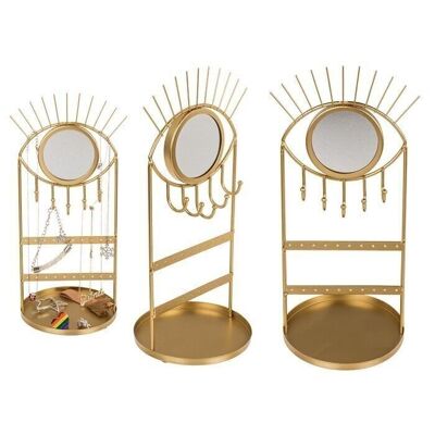 Gold metal jewelry holder with mirror, eye,