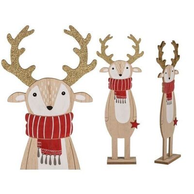 Wooden reindeer on a stand, approx. 61.5 x 14 cm
