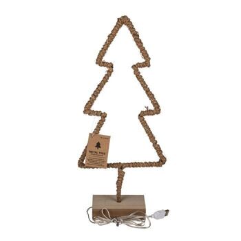 Sapin en métal enveloppé de jute & LED 2